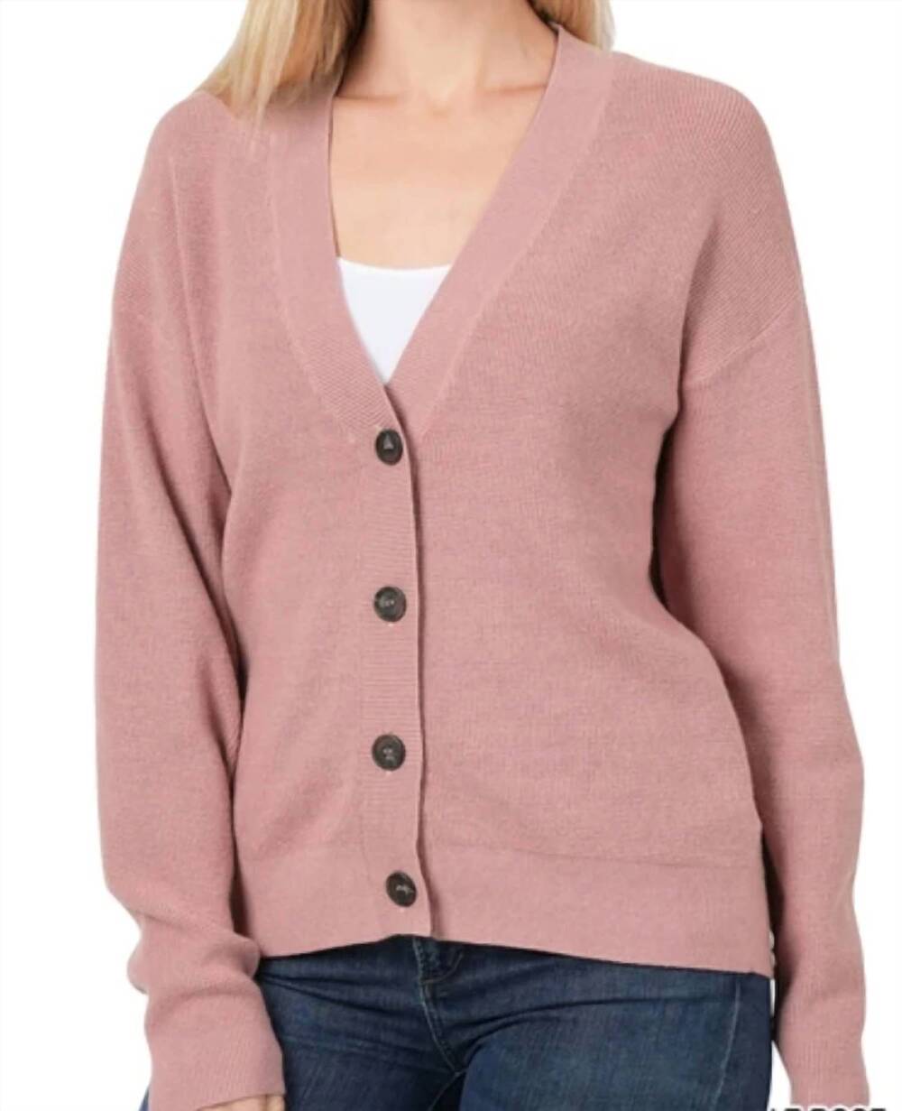 NEW ZENANA viscose sweater cardigan in light rose